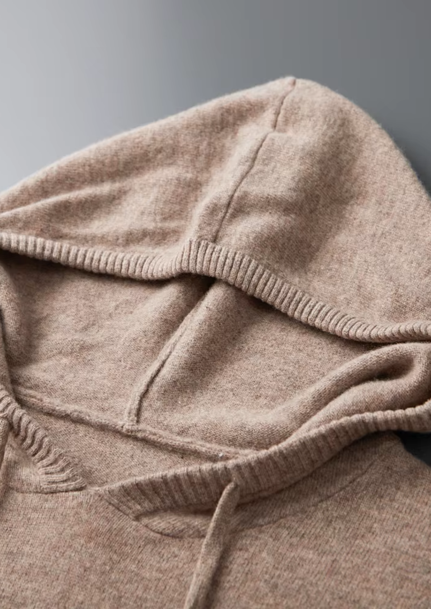 Saf Ekstra İnce Merino Yünü Relax Hoodie
