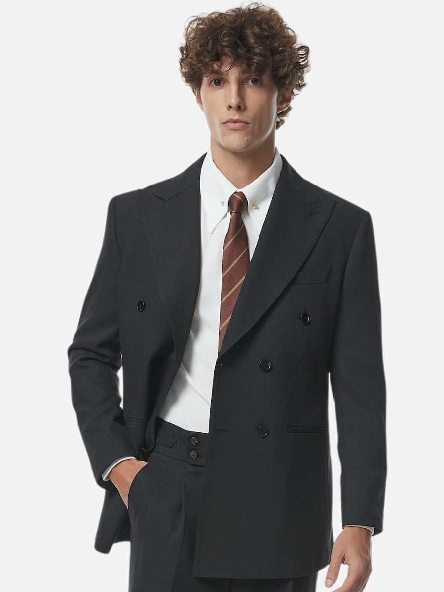 Fransız Çift Düğmeli Keten Blazer