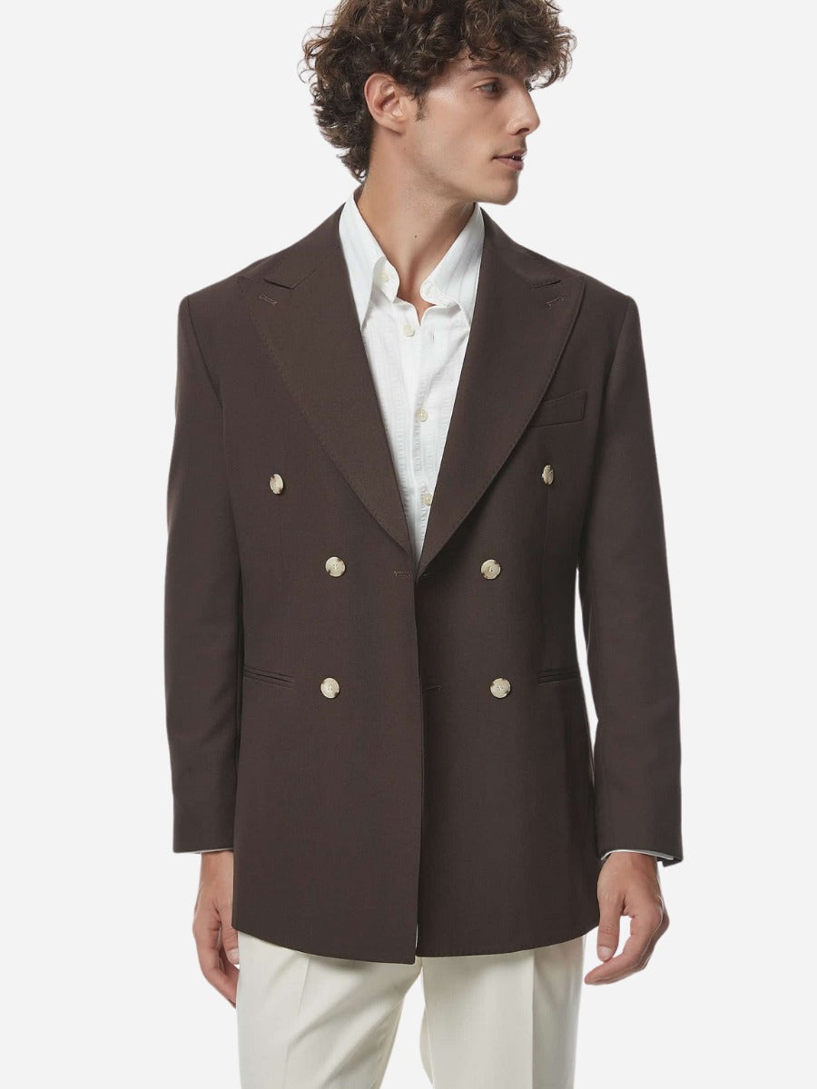 Fransız Çift Düğmeli Keten Blazer