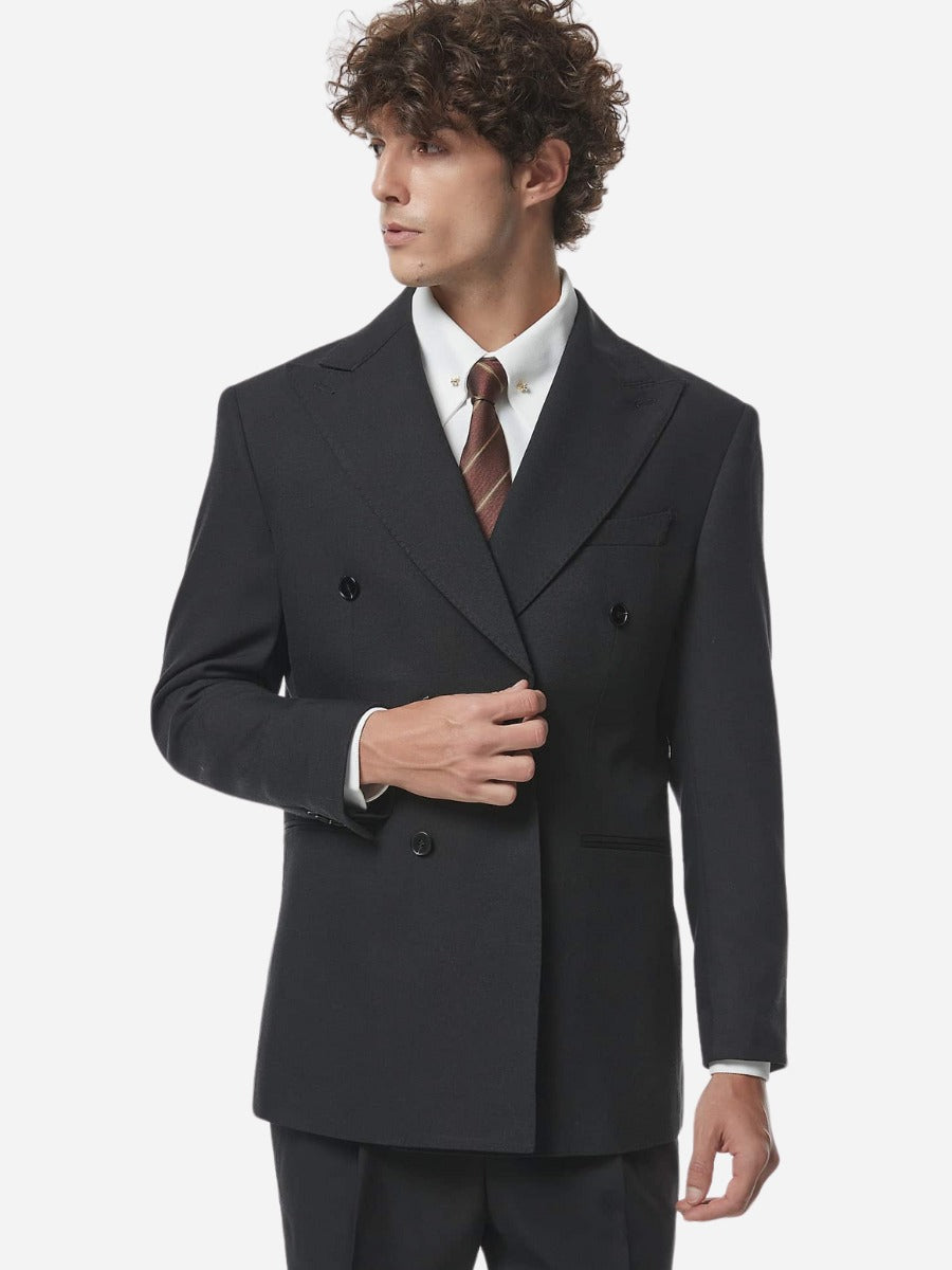 Fransız Çift Düğmeli Keten Blazer