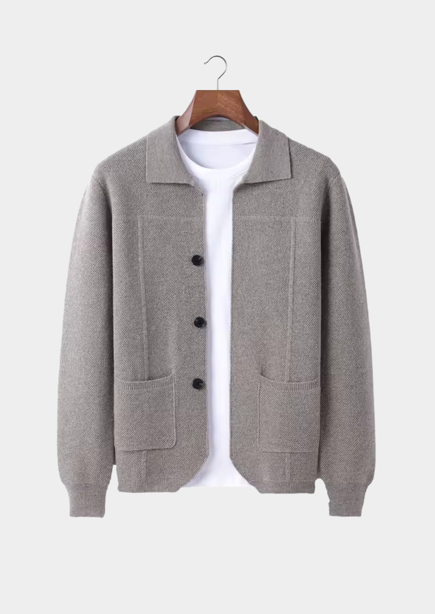 Saf Ekstra İnce Merino Yünü Düğmeli Overshirt