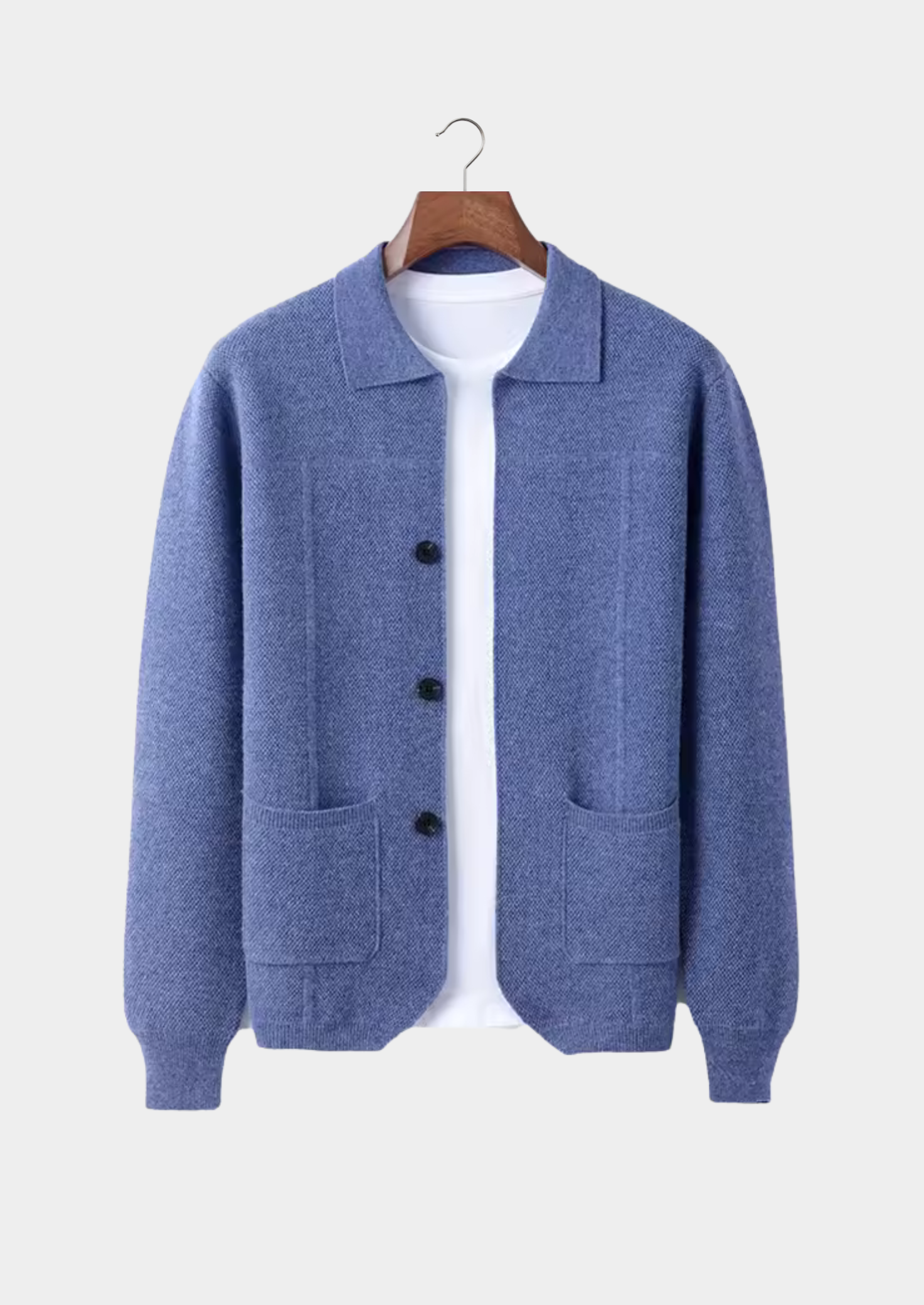 Saf Ekstra İnce Merino Yünü Düğmeli Overshirt