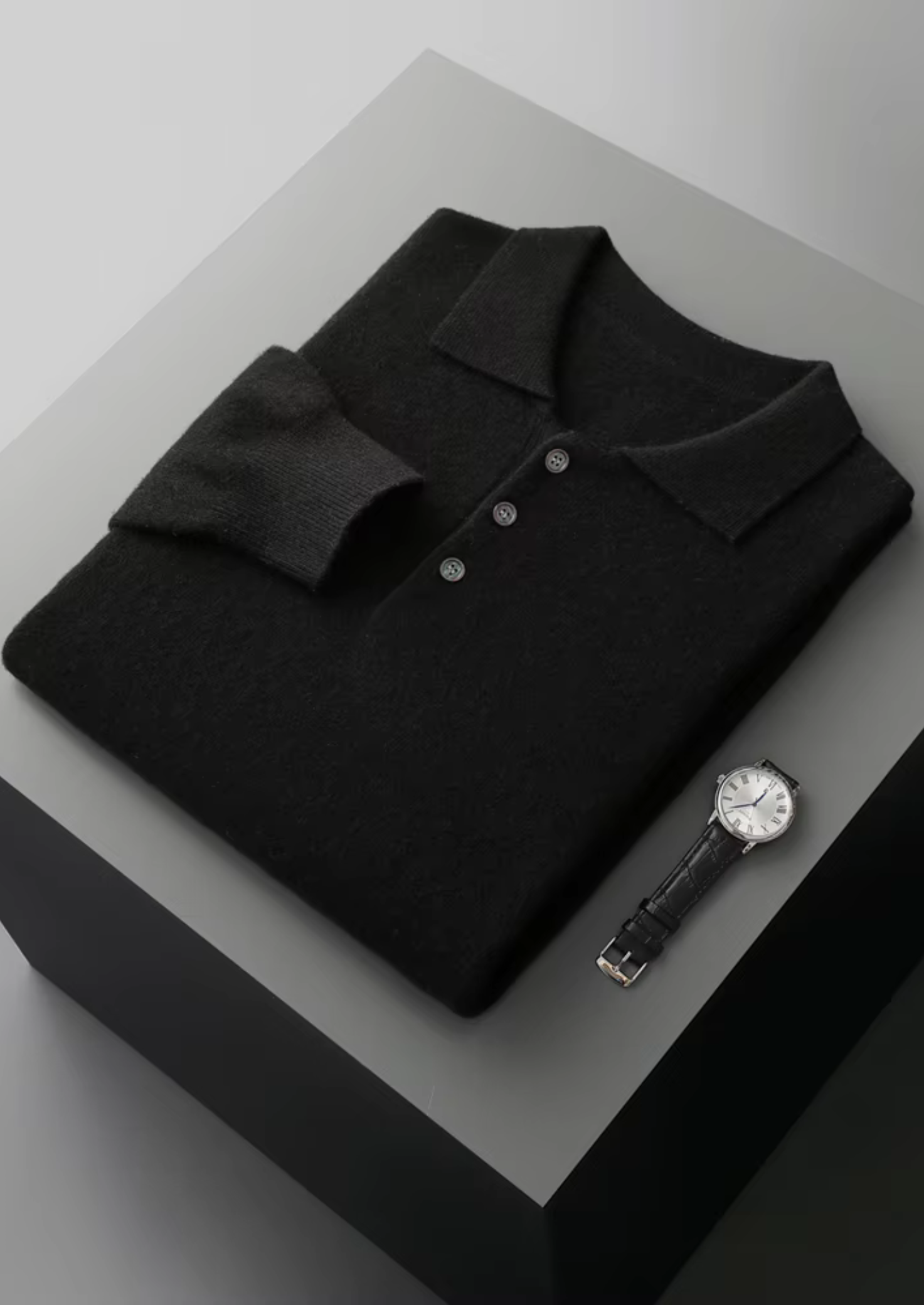 Saf Ekstra İnce Merino Yünü Klasik Kazak Polo