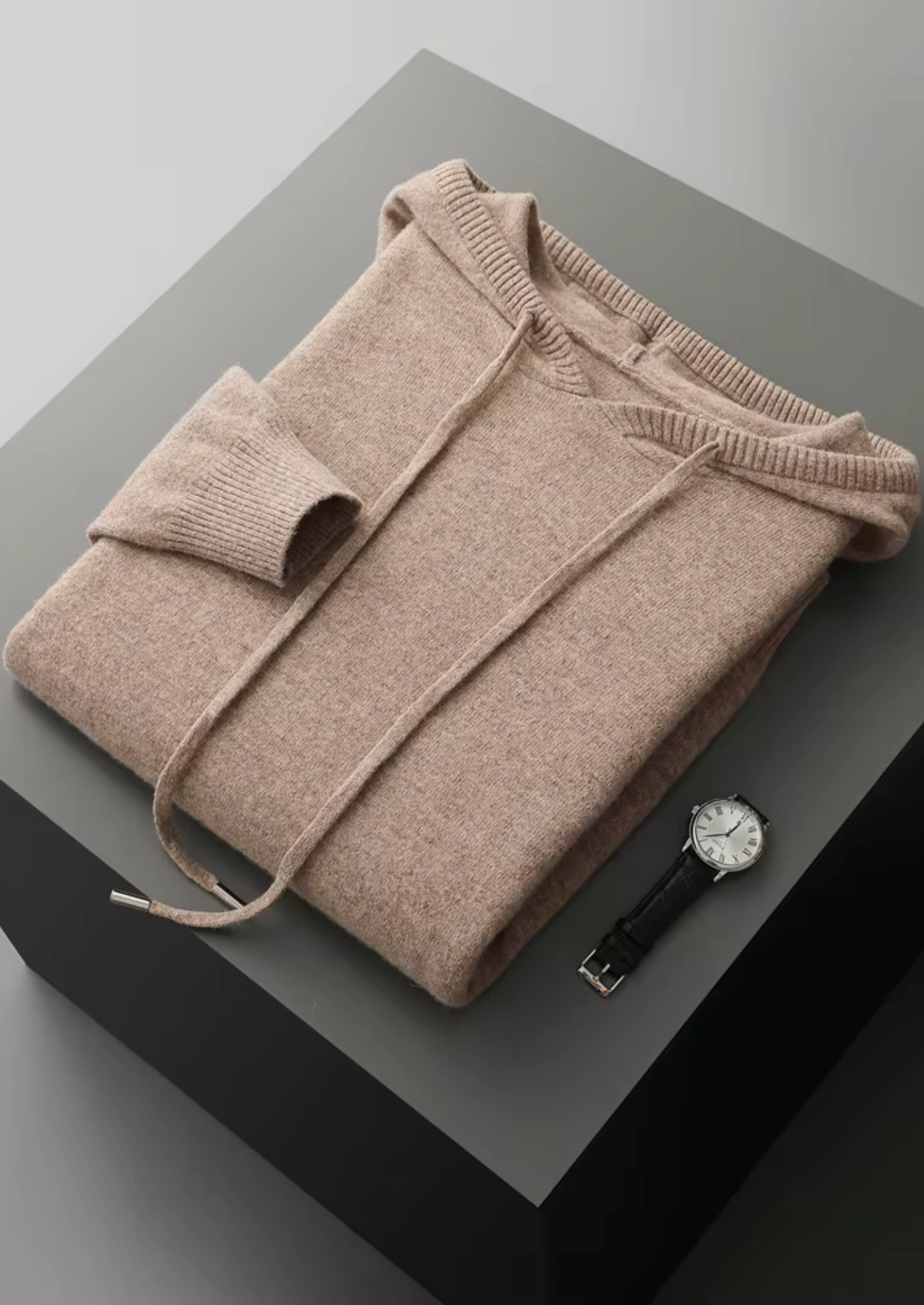 Saf Ekstra İnce Merino Yünü Relax Hoodie