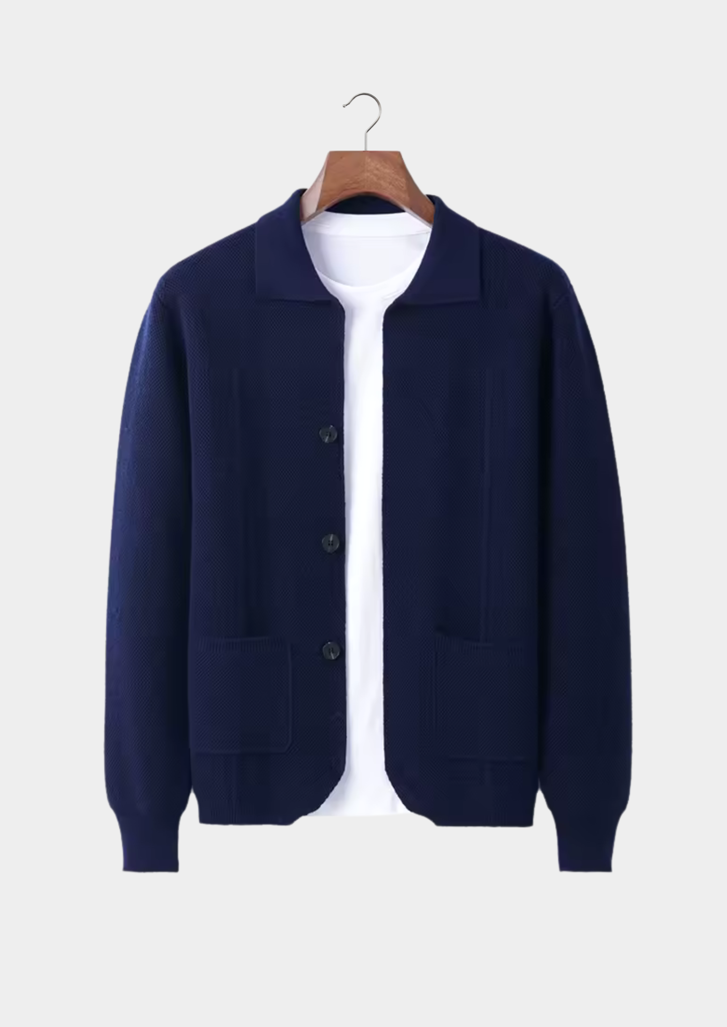 Saf Ekstra İnce Merino Yünü Düğmeli Overshirt