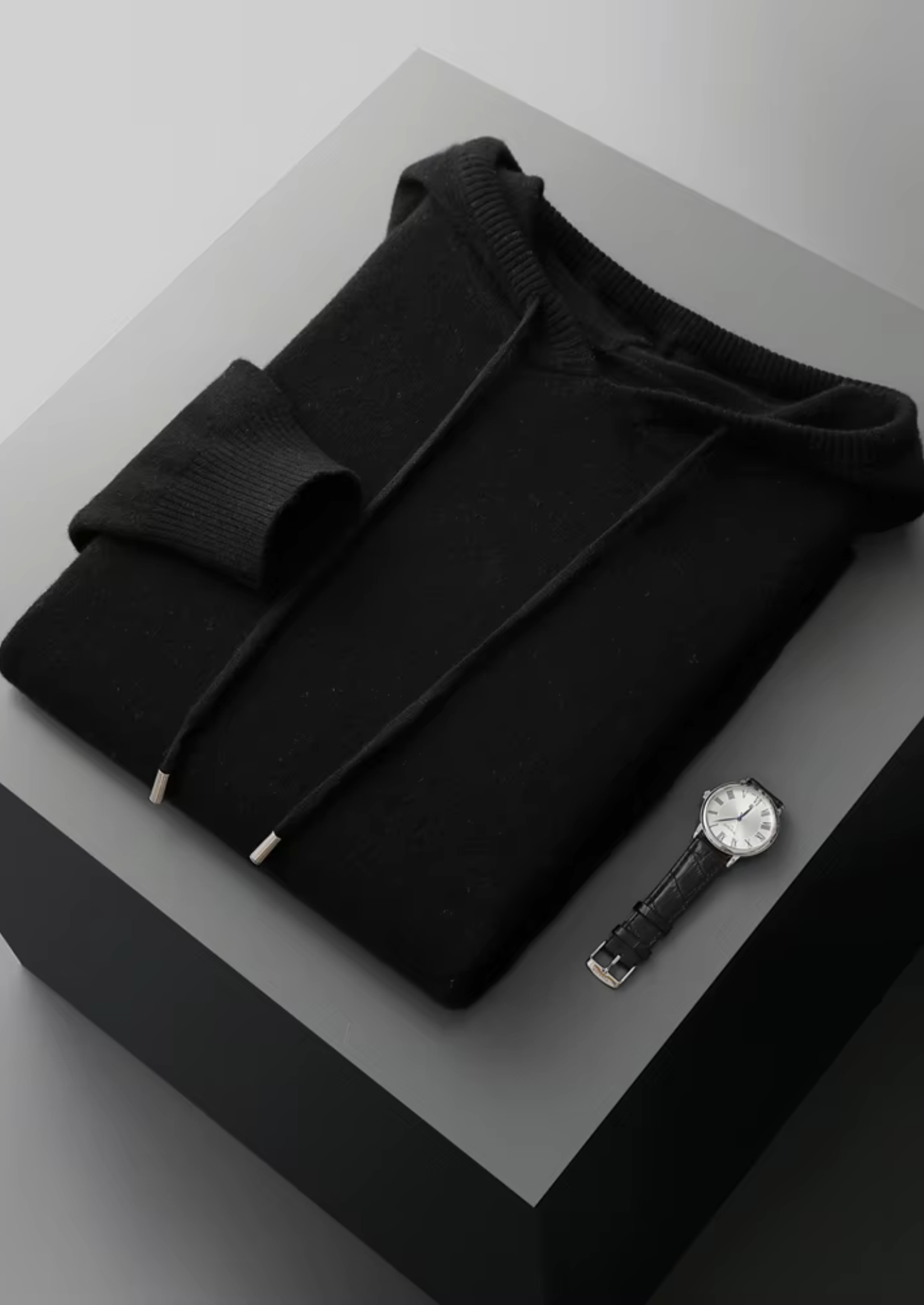 Saf Ekstra İnce Merino Yünü Relax Hoodie