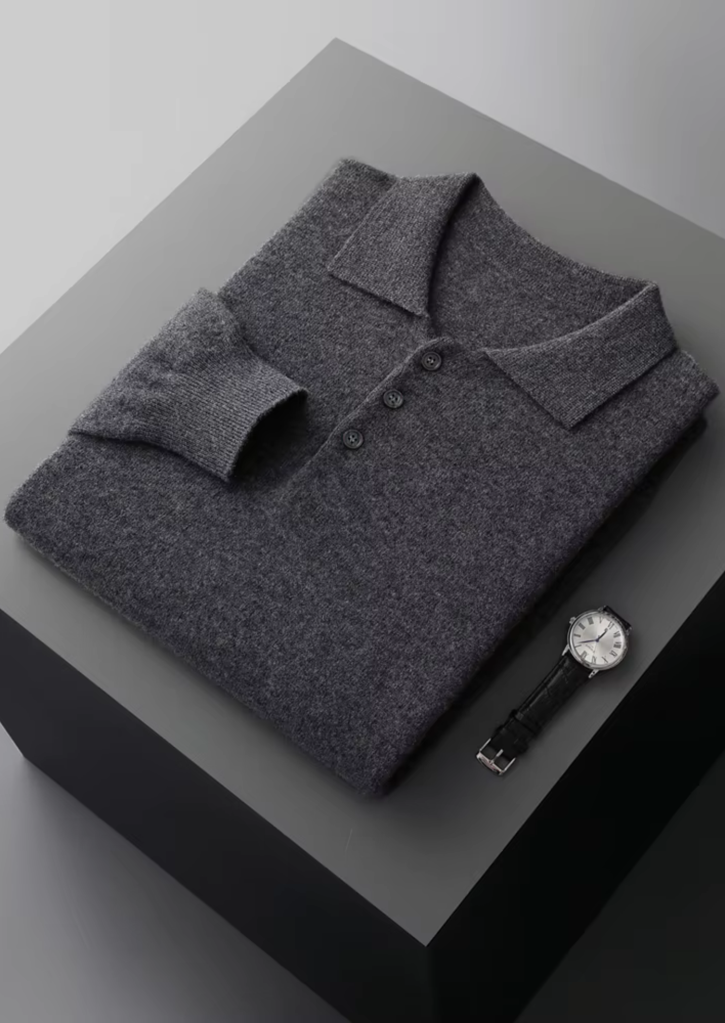 Saf Ekstra İnce Merino Yünü Klasik Kazak Polo