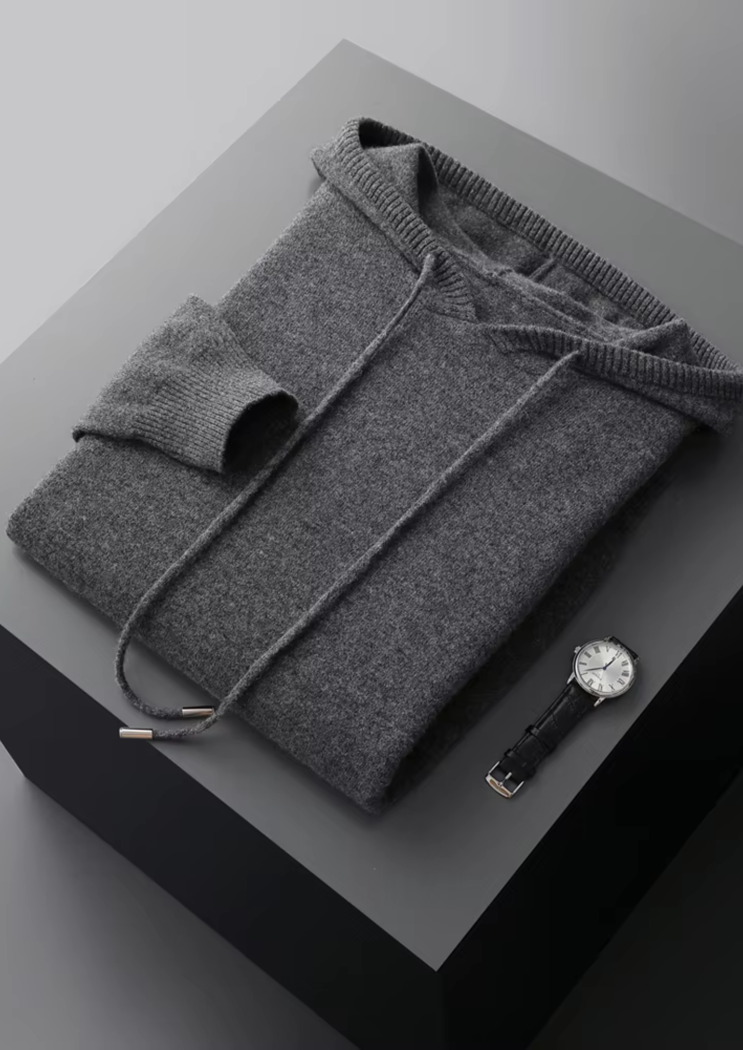 Saf Ekstra İnce Merino Yünü Relax Hoodie