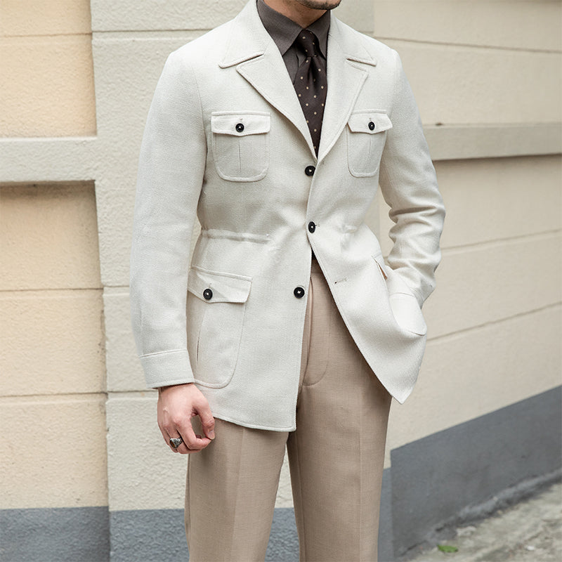 Dokulu Houndstooth Milano Takım Yaka Ceket