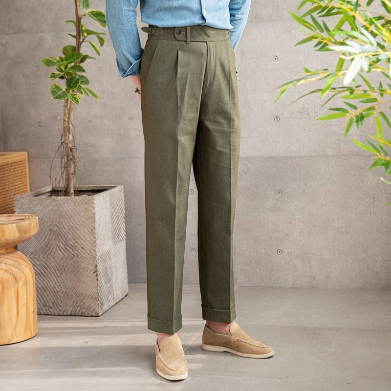Pamuklu Twill Riviera Düz Kesim Pantolon