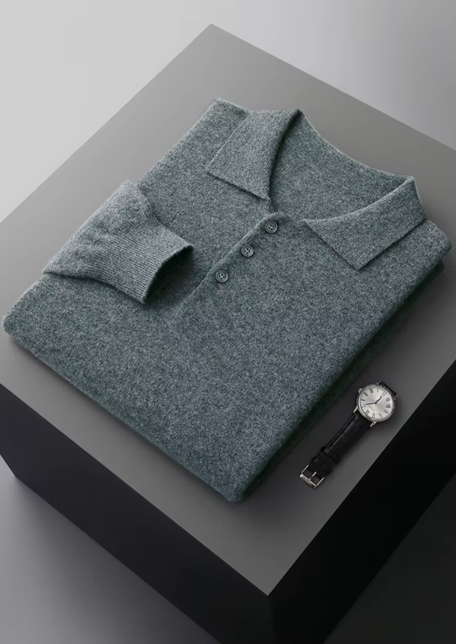 Saf Ekstra İnce Merino Yünü Klasik Kazak Polo