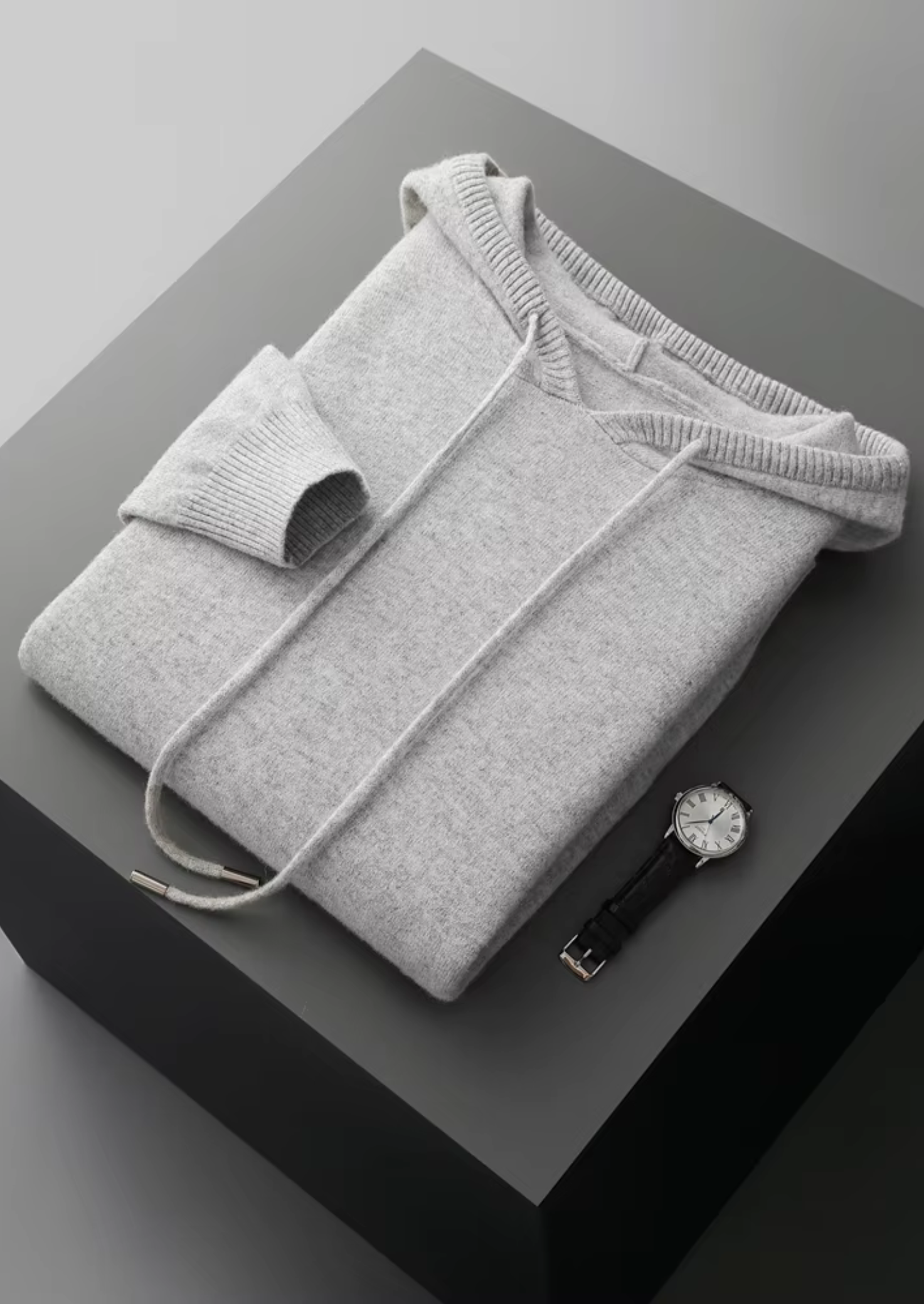 Saf Ekstra İnce Merino Yünü Relax Hoodie