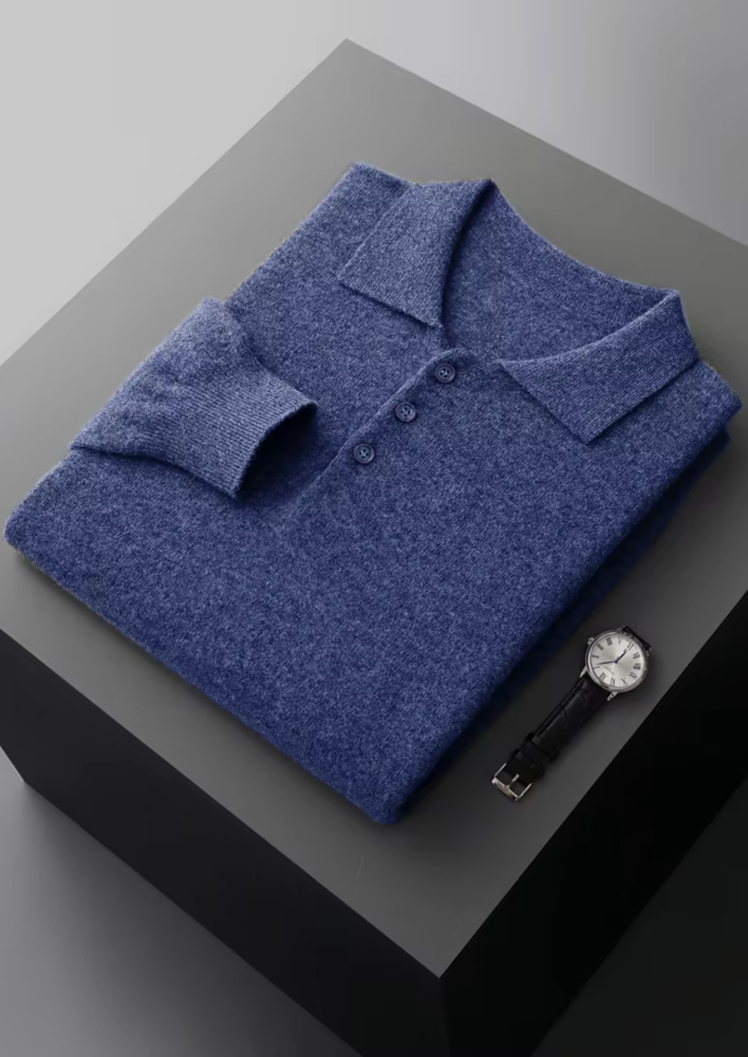 Saf Ekstra İnce Merino Yünü Klasik Kazak Polo