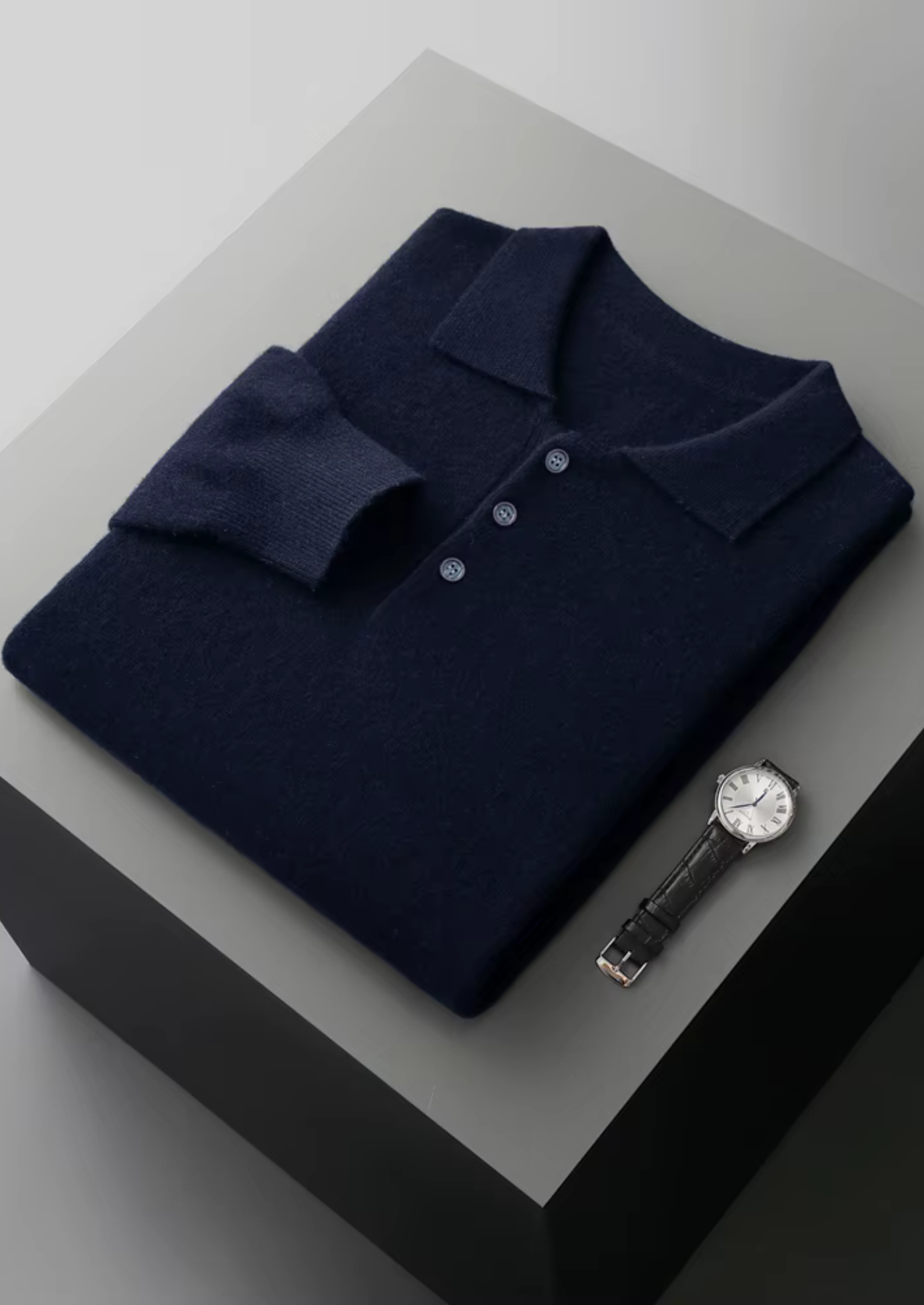 Saf Ekstra İnce Merino Yünü Klasik Kazak Polo