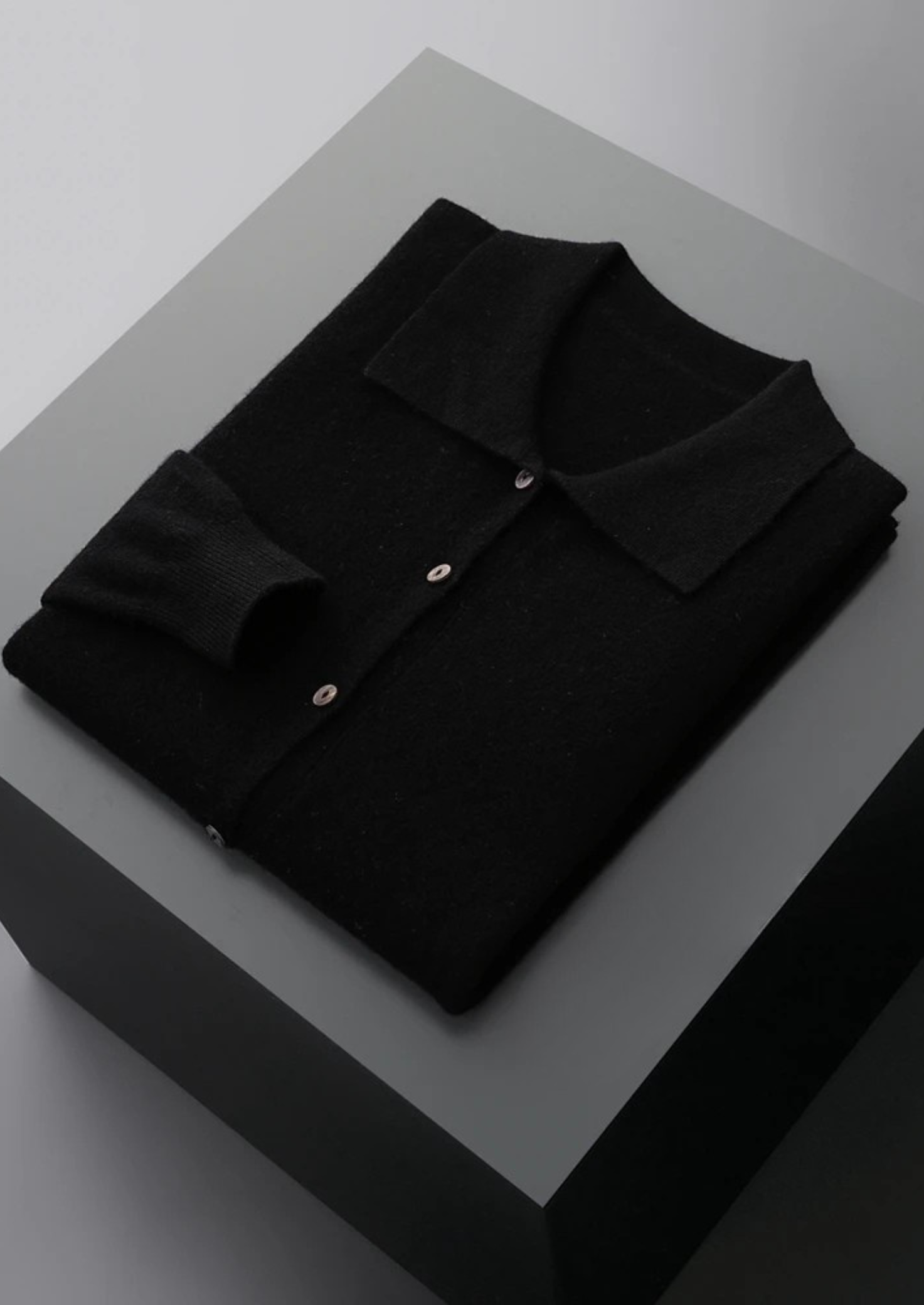 Saf Ekstra İnce Merino Yünü Polo Hırka