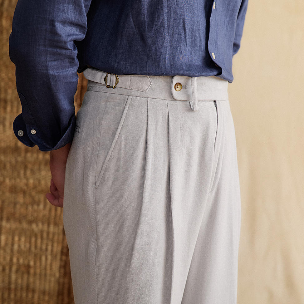 Monaco Linen Çift Kat Düz Kesim Pantolon