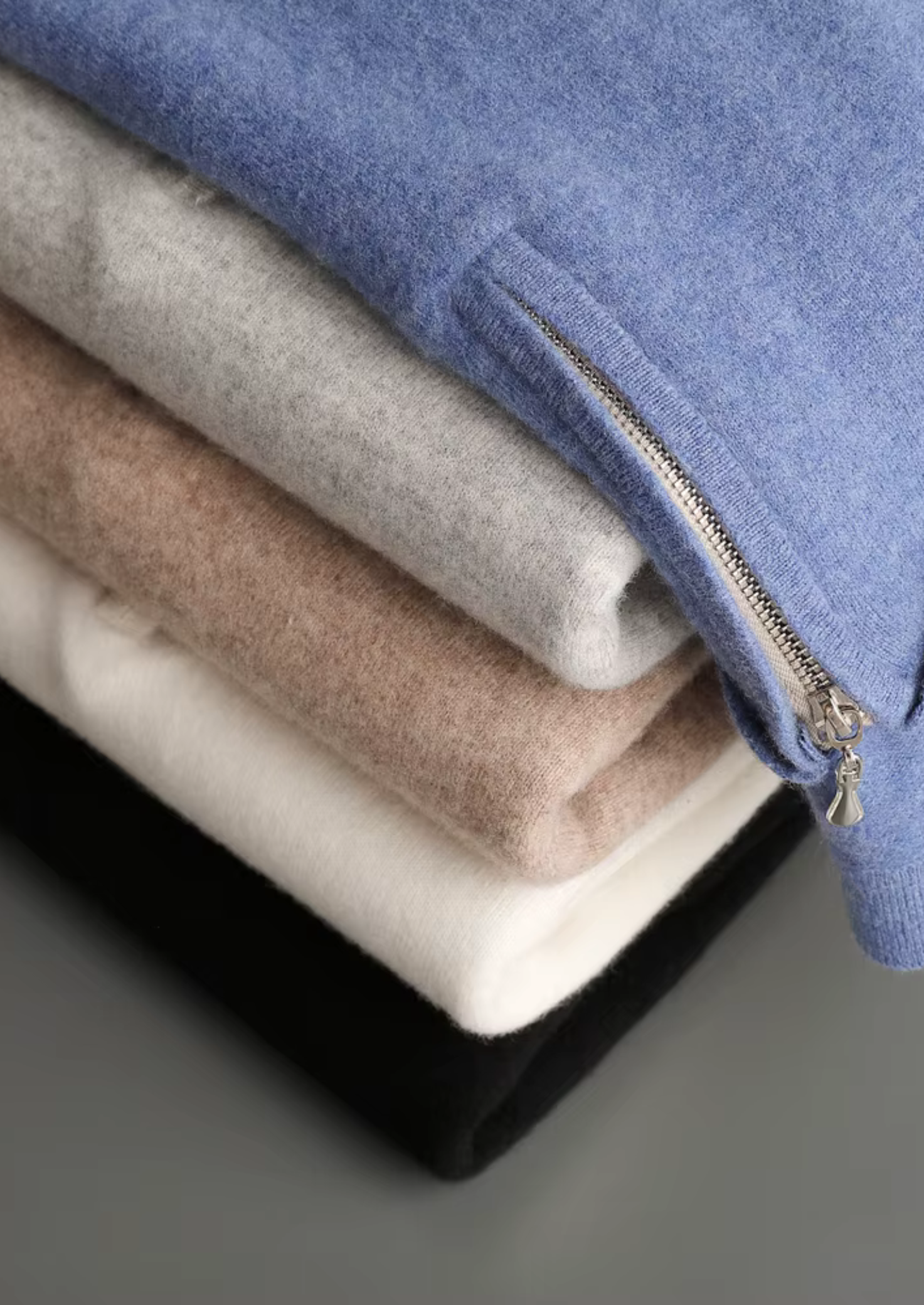 Ekstra İnce Merino Yünü Yarım Fermuarlı Polo Kazak