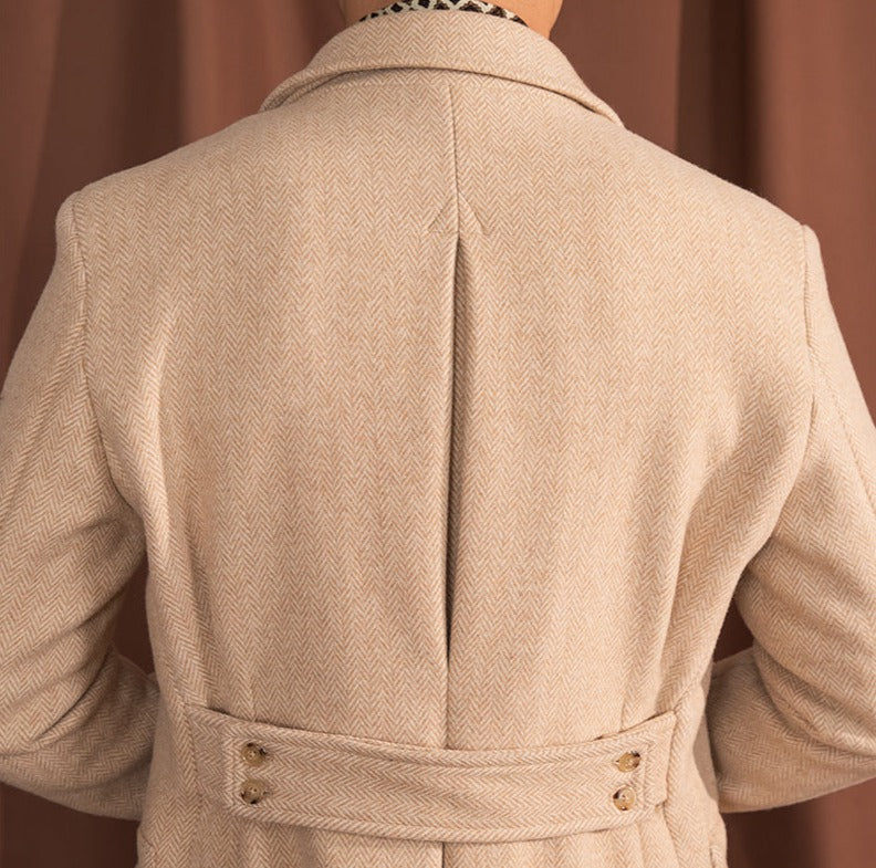 Palazzo Yün Karışımlı Herringbone Polo Yaka Kaban