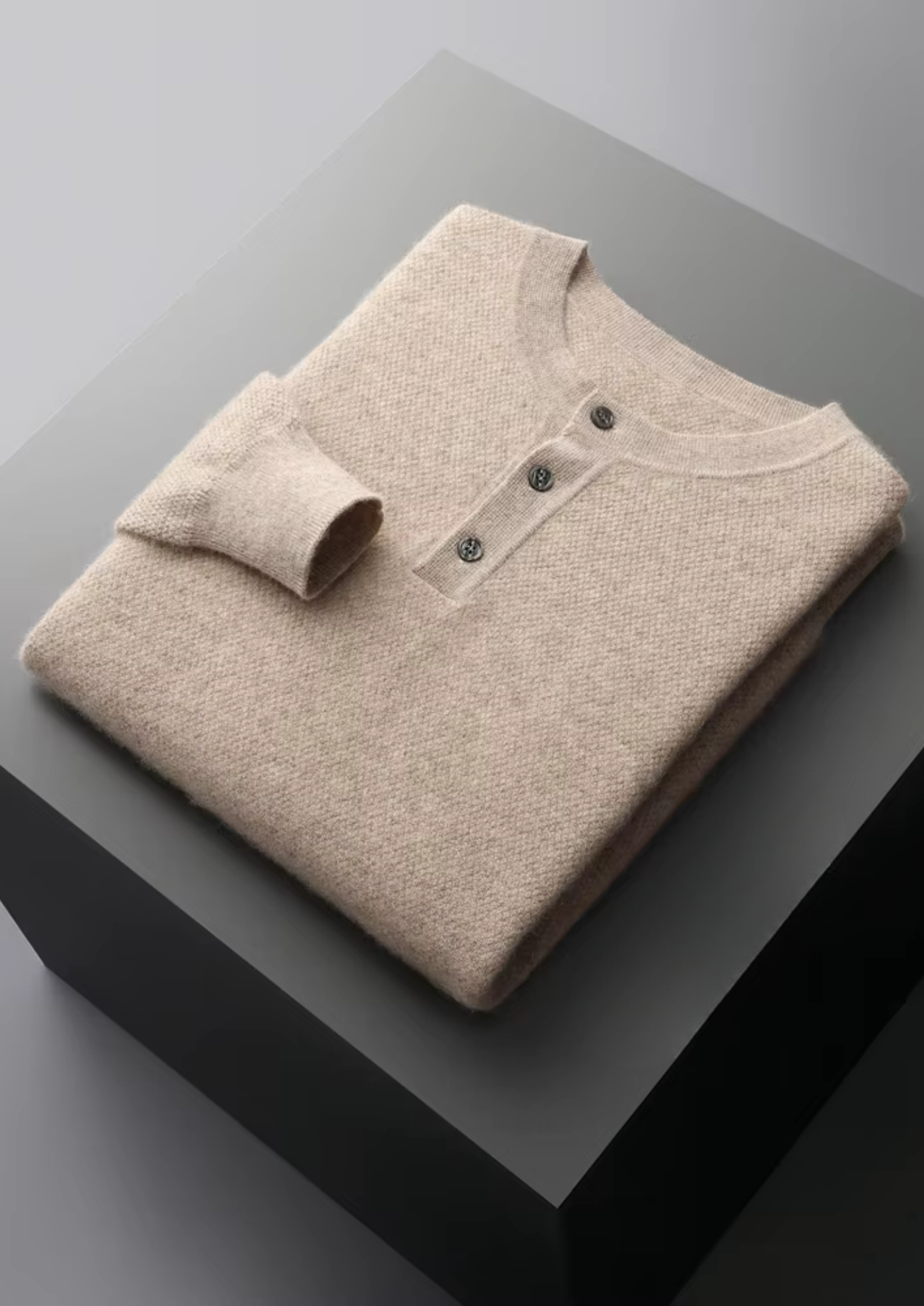 Premium Kaşmir Klasik Henley Kazak