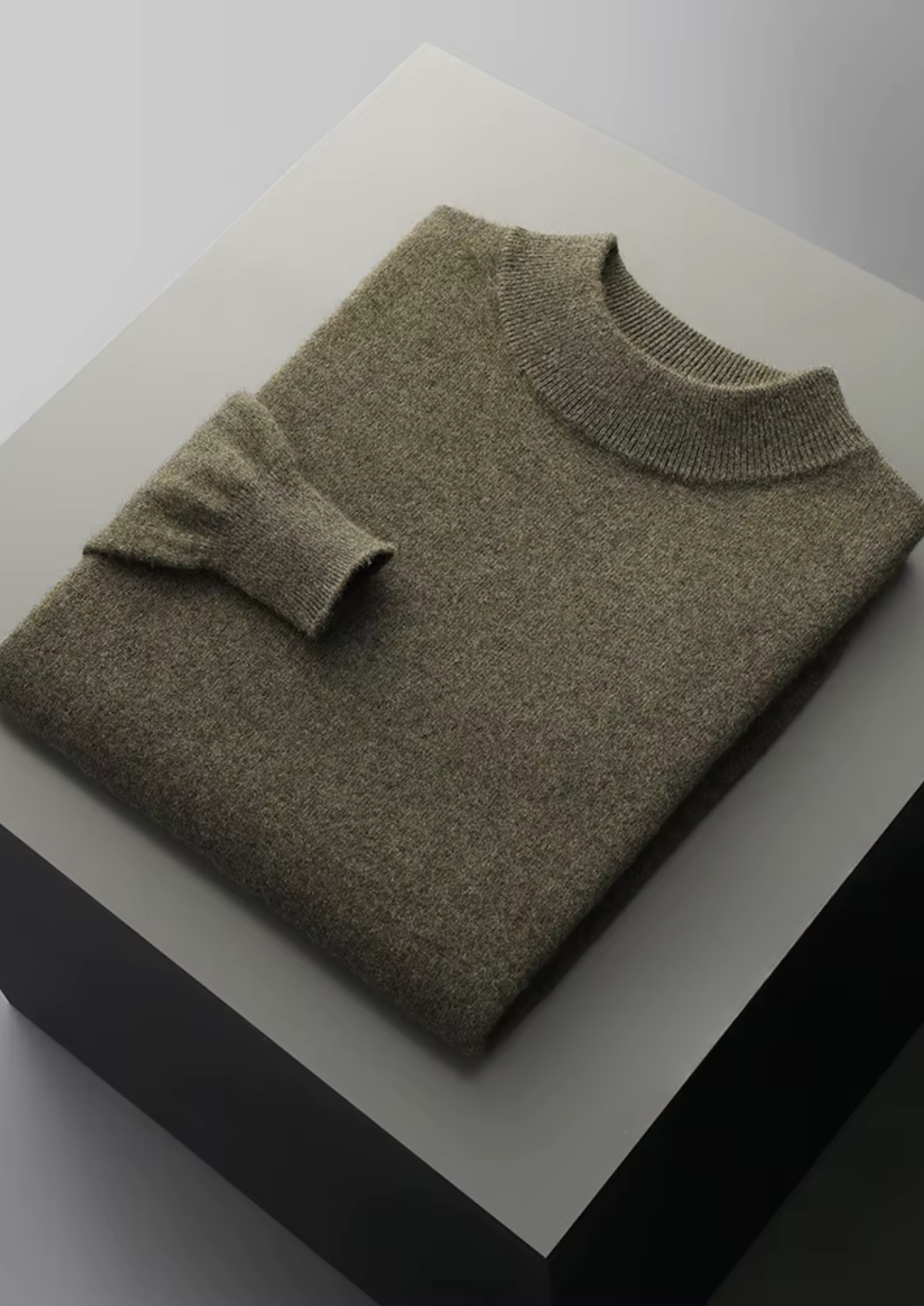Saf Ekstra İnce Merino Yünlü Klasik Boğazlı Kazak