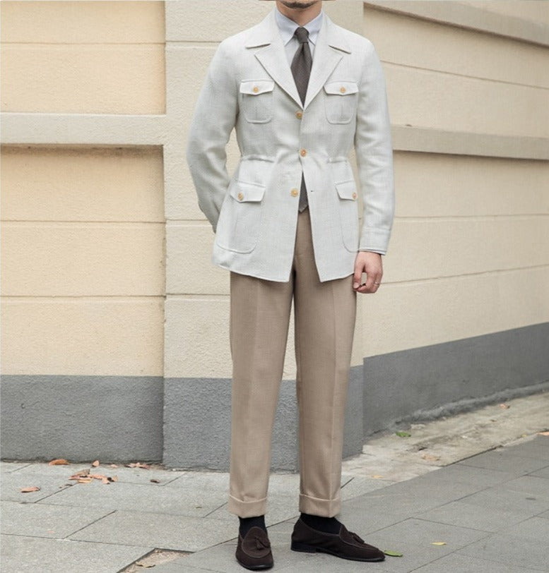 Dokulu Houndstooth Milano Takım Yaka Ceket
