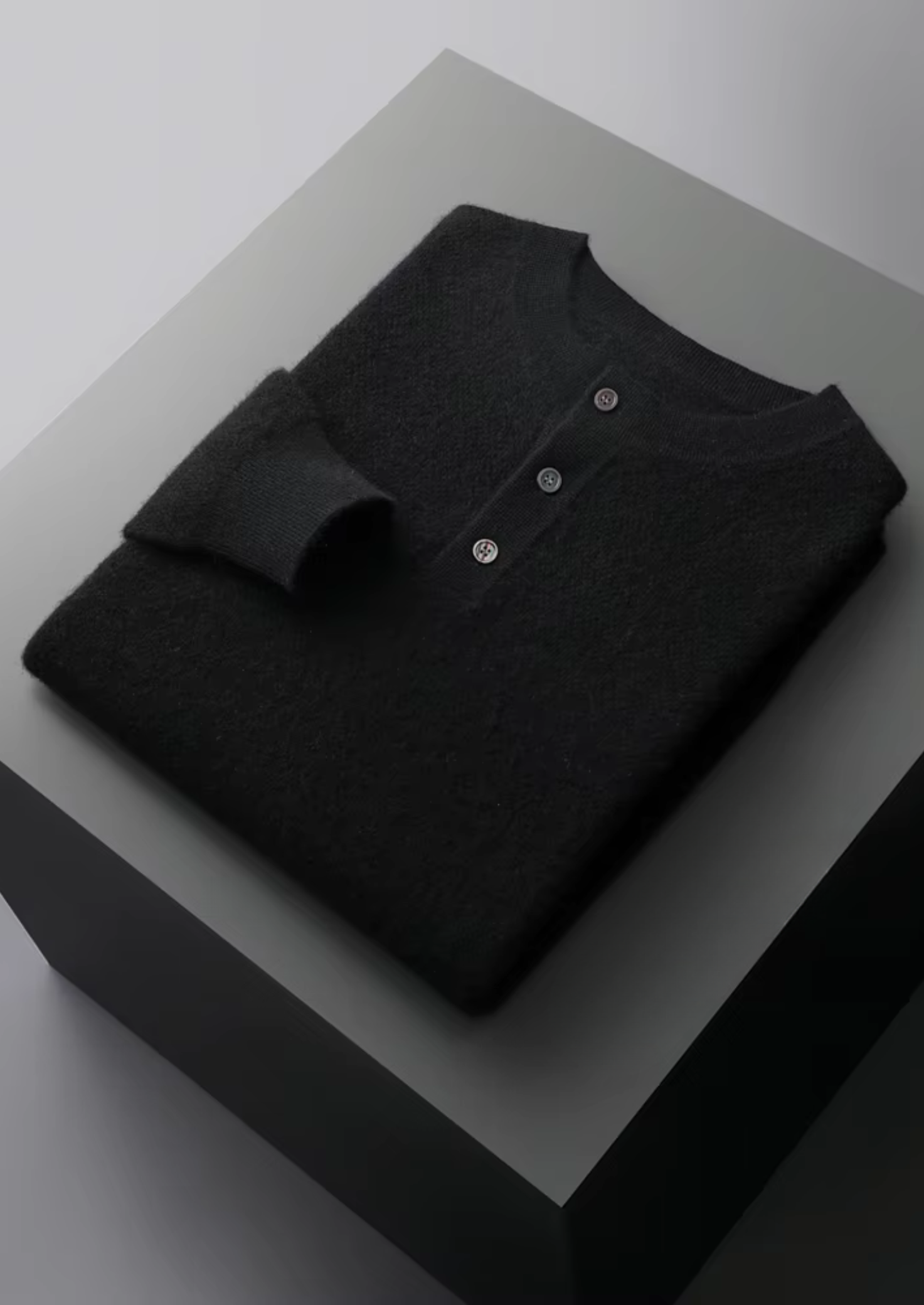 Premium Kaşmir Klasik Henley Kazak