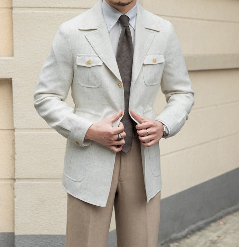 Dokulu Houndstooth Milano Takım Yaka Ceket