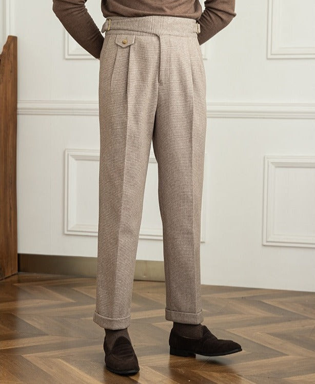 Surrey Dokulu Houndstooth Düz Kesim Pantolon