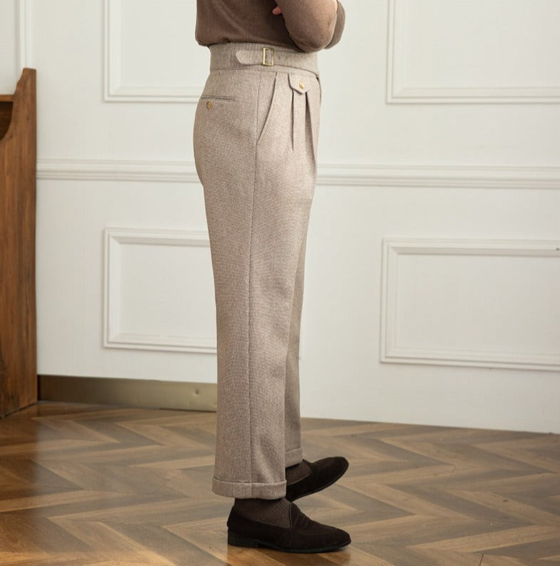 Surrey Dokulu Houndstooth Düz Kesim Pantolon