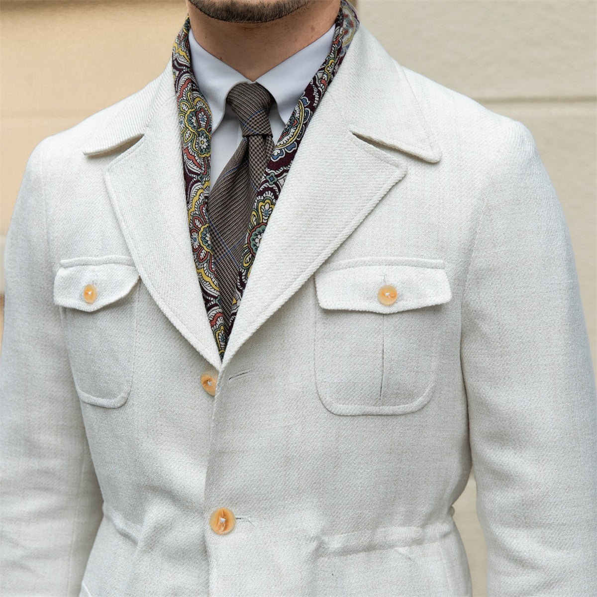 Dokulu Houndstooth Milano Takım Yaka Ceket