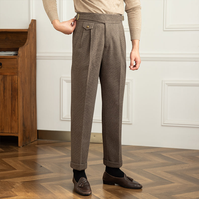 Surrey Dokulu Houndstooth Düz Kesim Pantolon