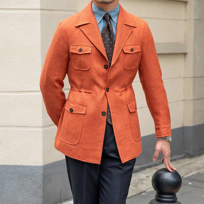 Dokulu Houndstooth Milano Takım Yaka Ceket