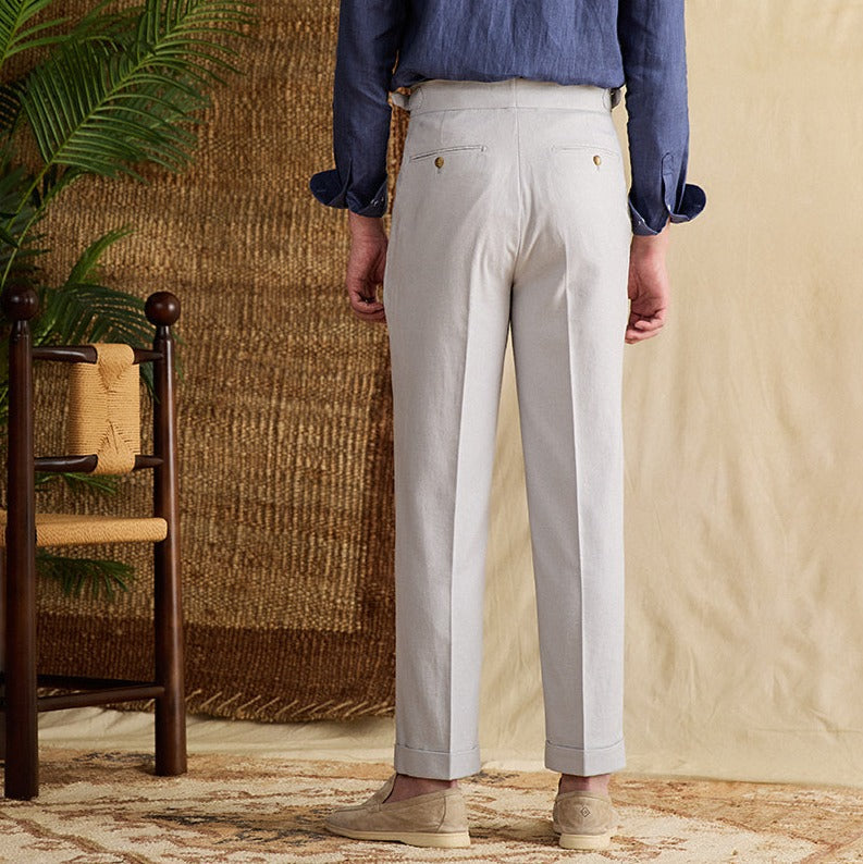 Monaco Linen Çift Kat Düz Kesim Pantolon