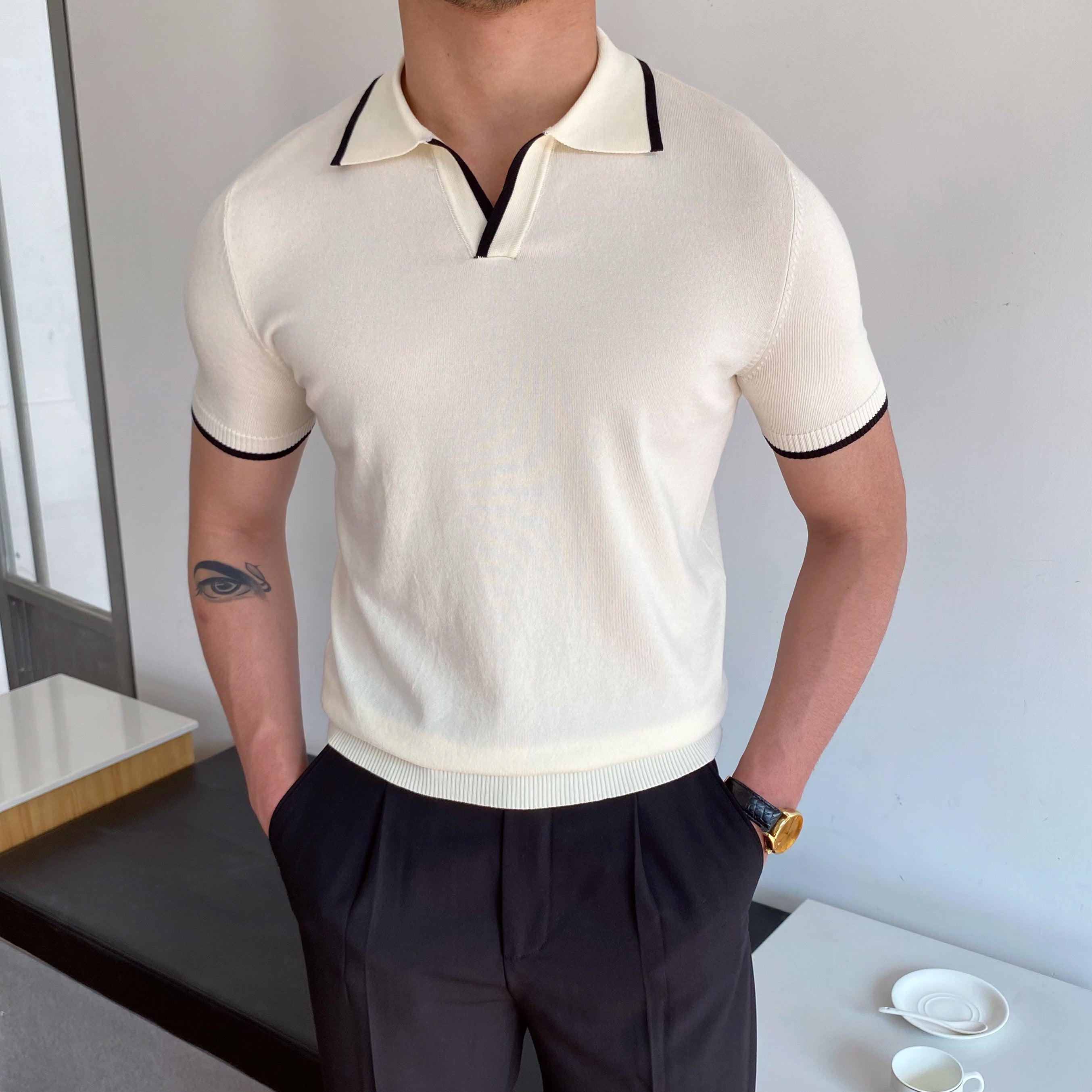 Yacht Dokuma Şeritli Polo