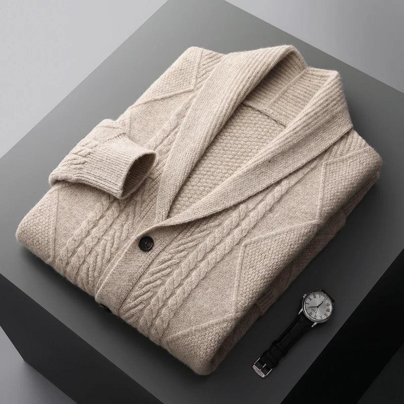 Örgü İşlemeli Merino Yün Hırka