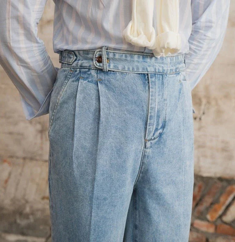 Barcelona Pamuk Pilili Düz Kesim Kot Pantolon - Martin Milano