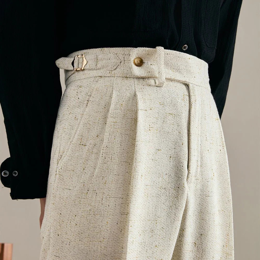 Brunello Keten Çift Kat Düz Kesim Pantolon - Martin Milano