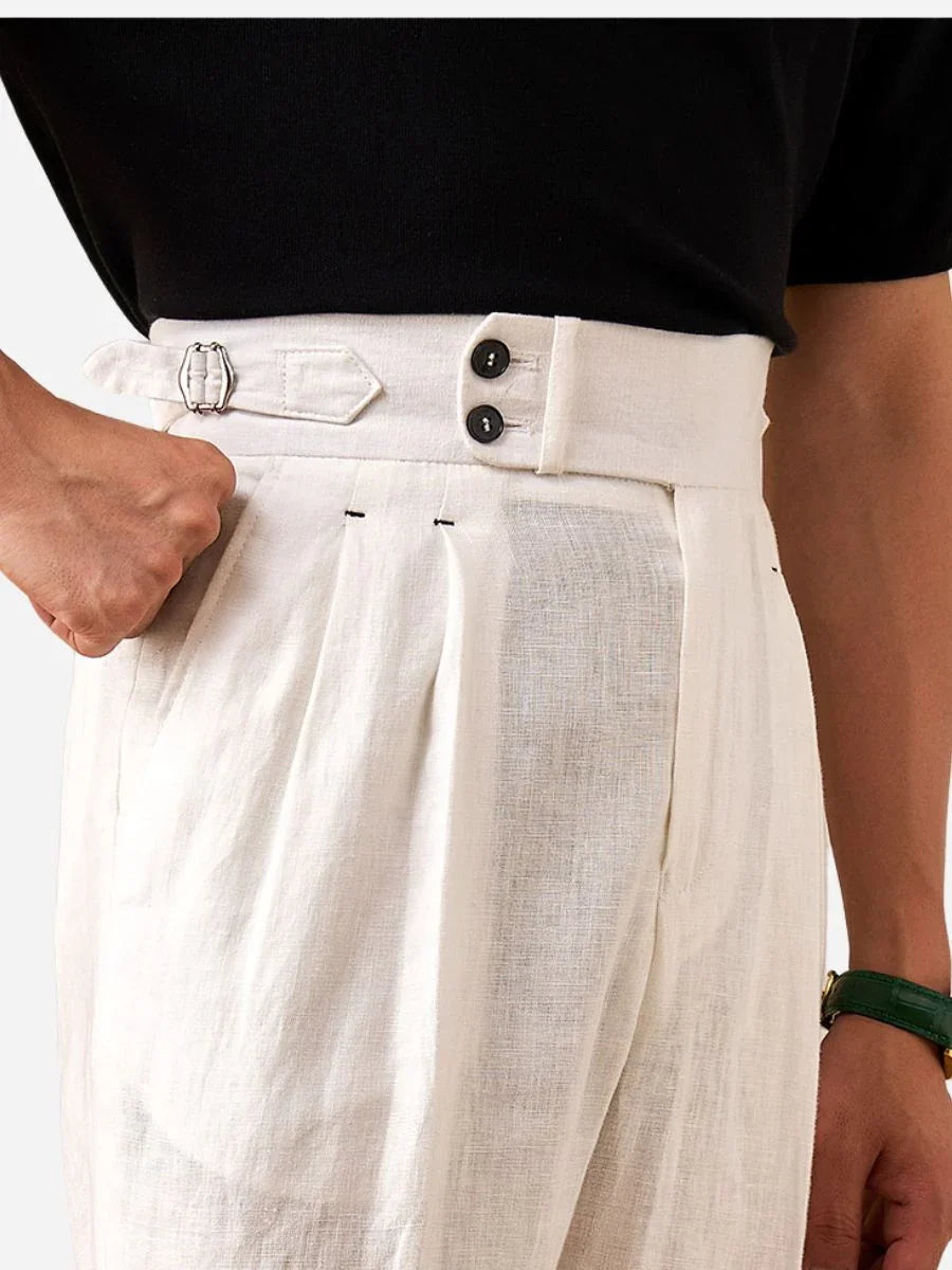 Capri Yüksek Bel Pantolon %100 Keten - Martin Milano