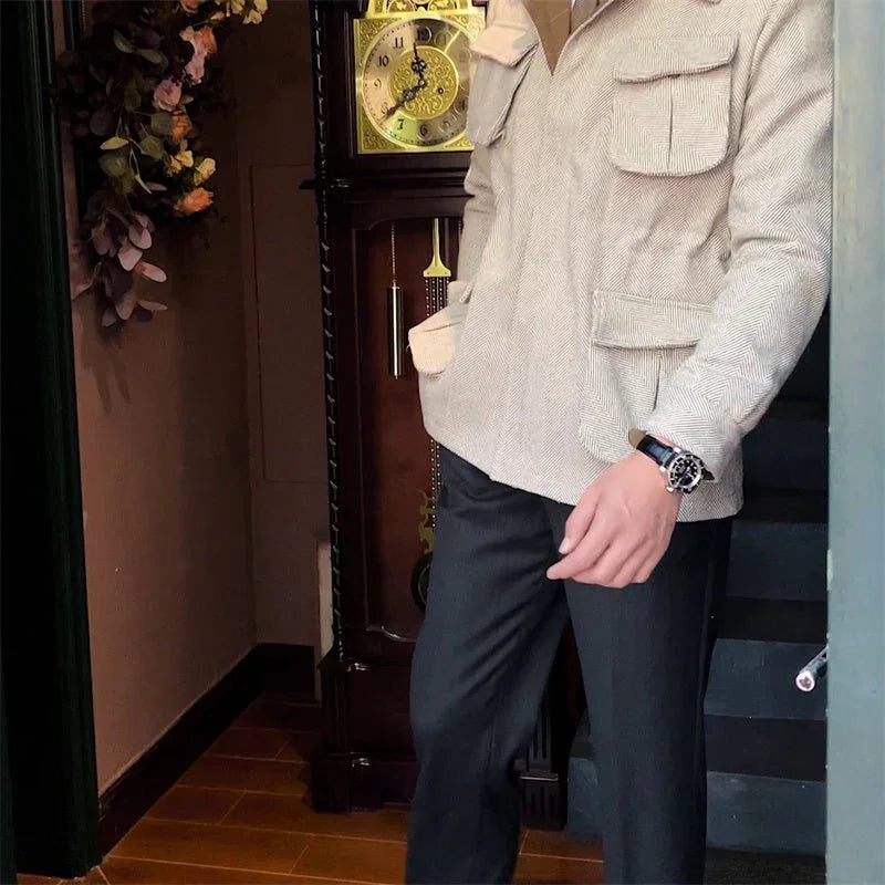 Çizgili Koyun Yünü Ceket - Martin Milano