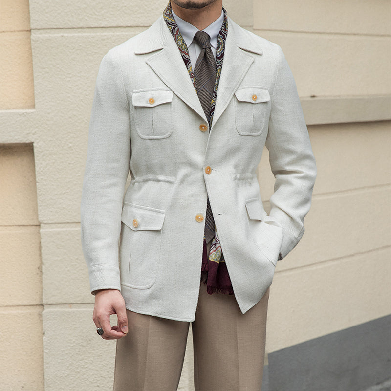 Dokulu Houndstooth Milano Takım Yaka Ceket