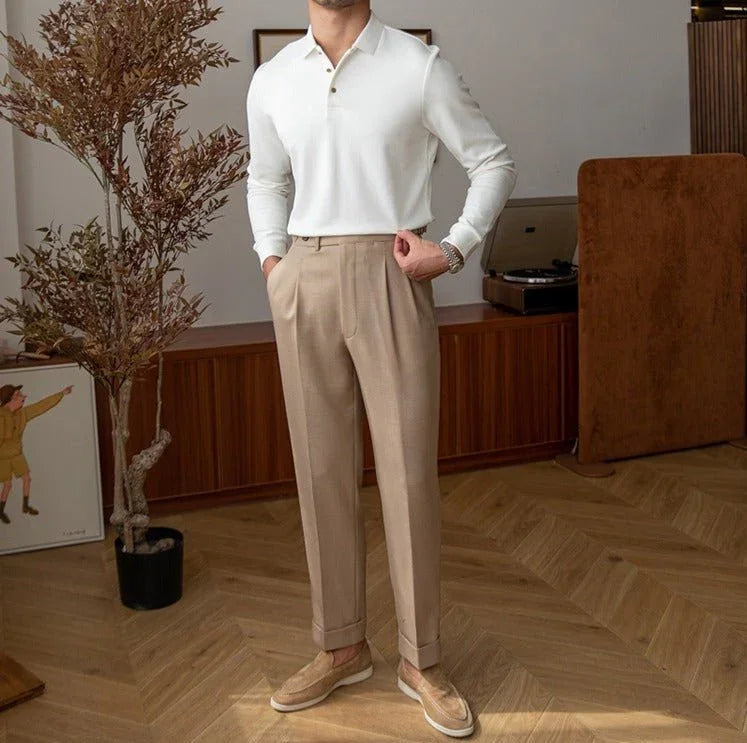 Dokulu Örgü Pamuk Uzun Kollu Polo - Martin Milano