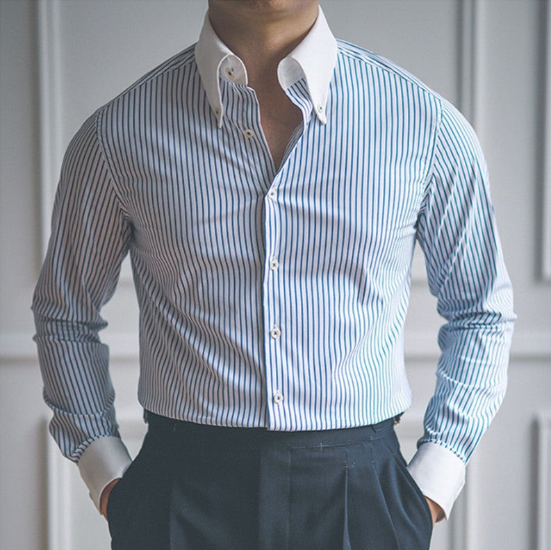 İş Slim Fit Çizgili Gömlek