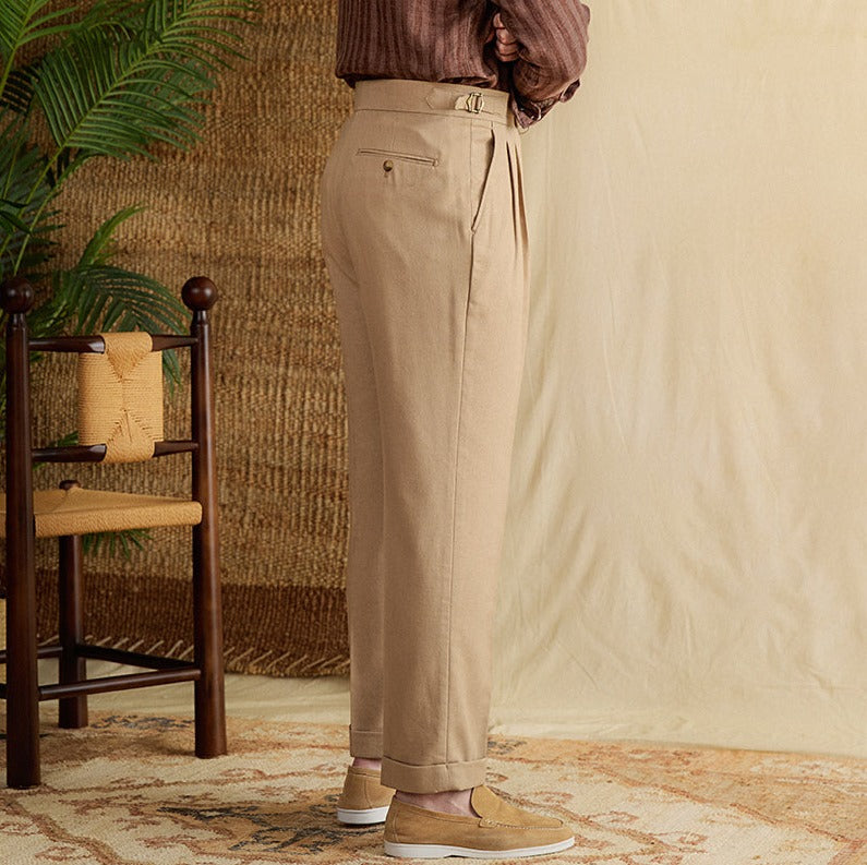 Monaco Linen Çift Kat Düz Kesim Pantolon