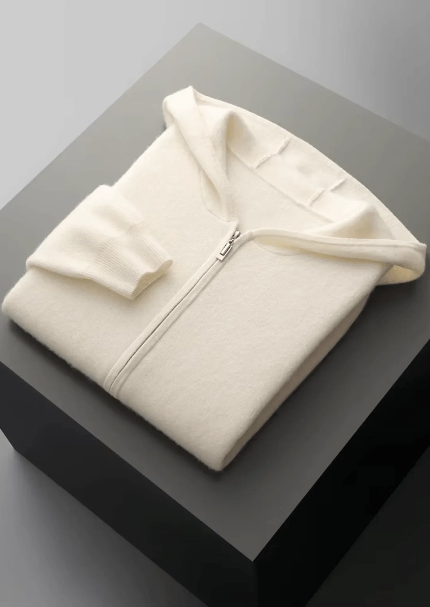 Ekstra İnce Merino Yünü Fermuarlı Kapüşon - Martin Milano