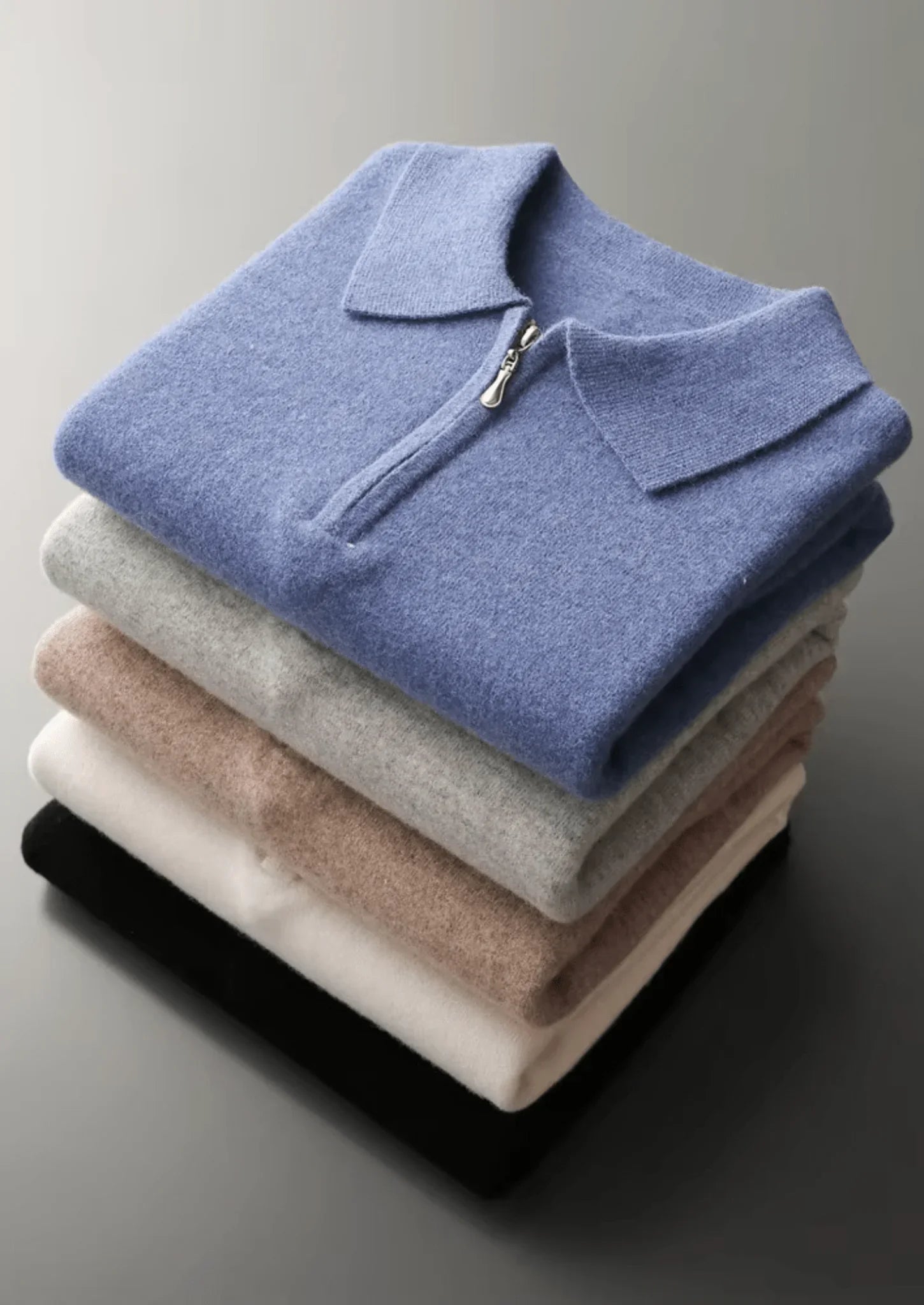 Ekstra İnce Merino Yünü Yarım Fermuarlı Polo Kazak - Martin Milano