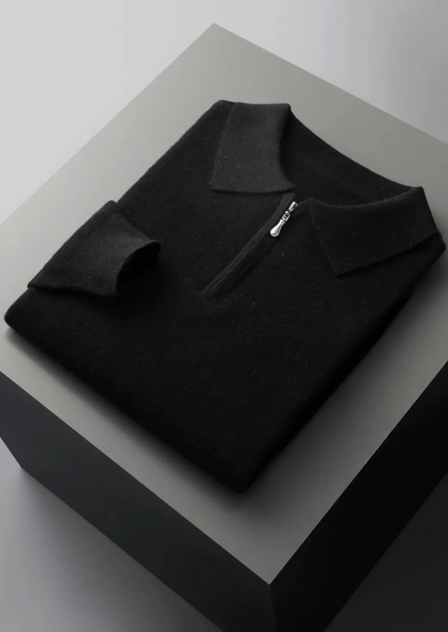 Ekstra İnce Merino Yünü Yarım Fermuarlı Polo Kazak - Martin Milano