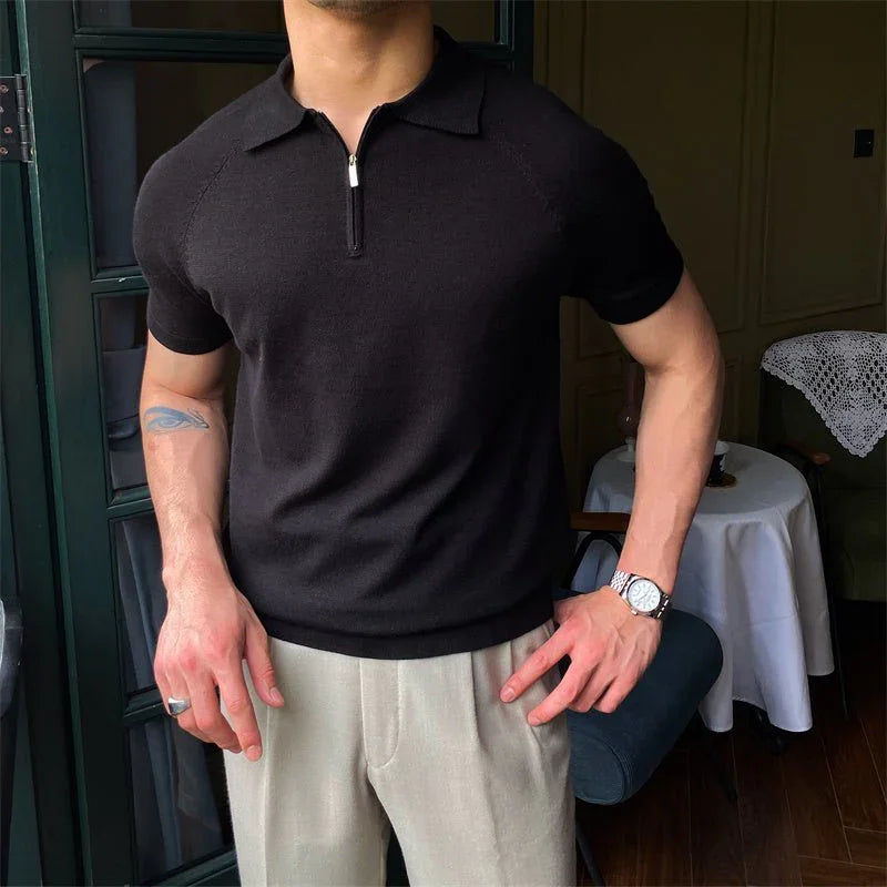 Fermuarlı Örgülü Polo Yaka - Martin Milano