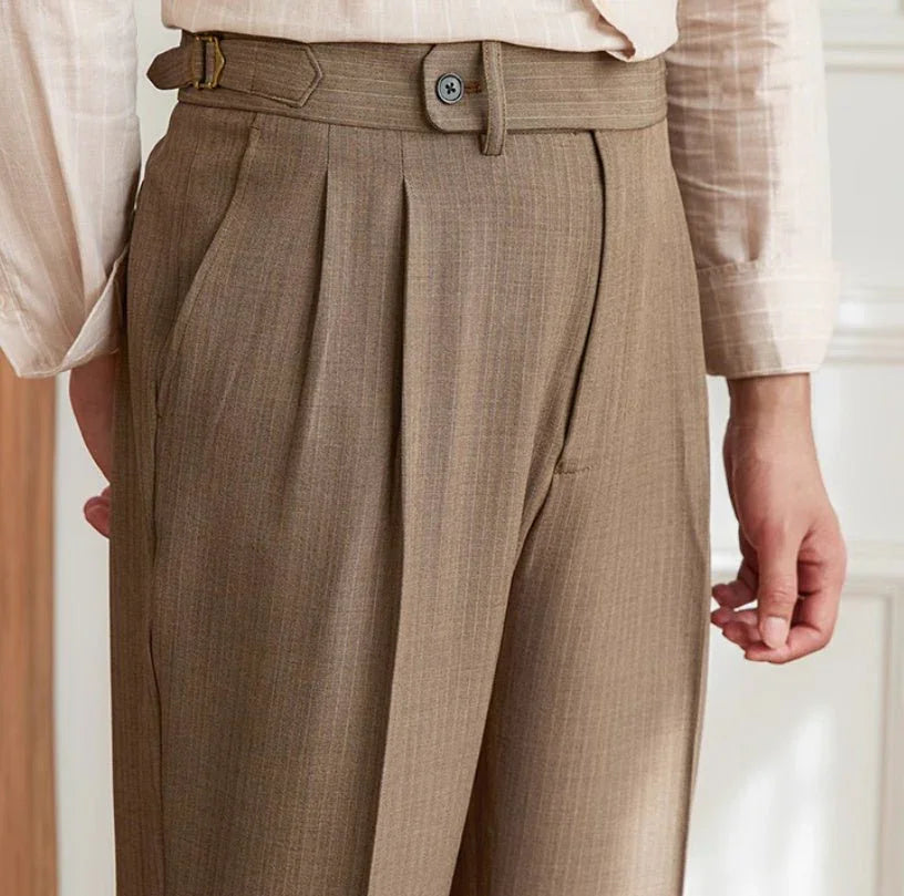 Fiumicino Çift Katlı Klasik Kesim Düz Kesim Pantolon - Martin Milano