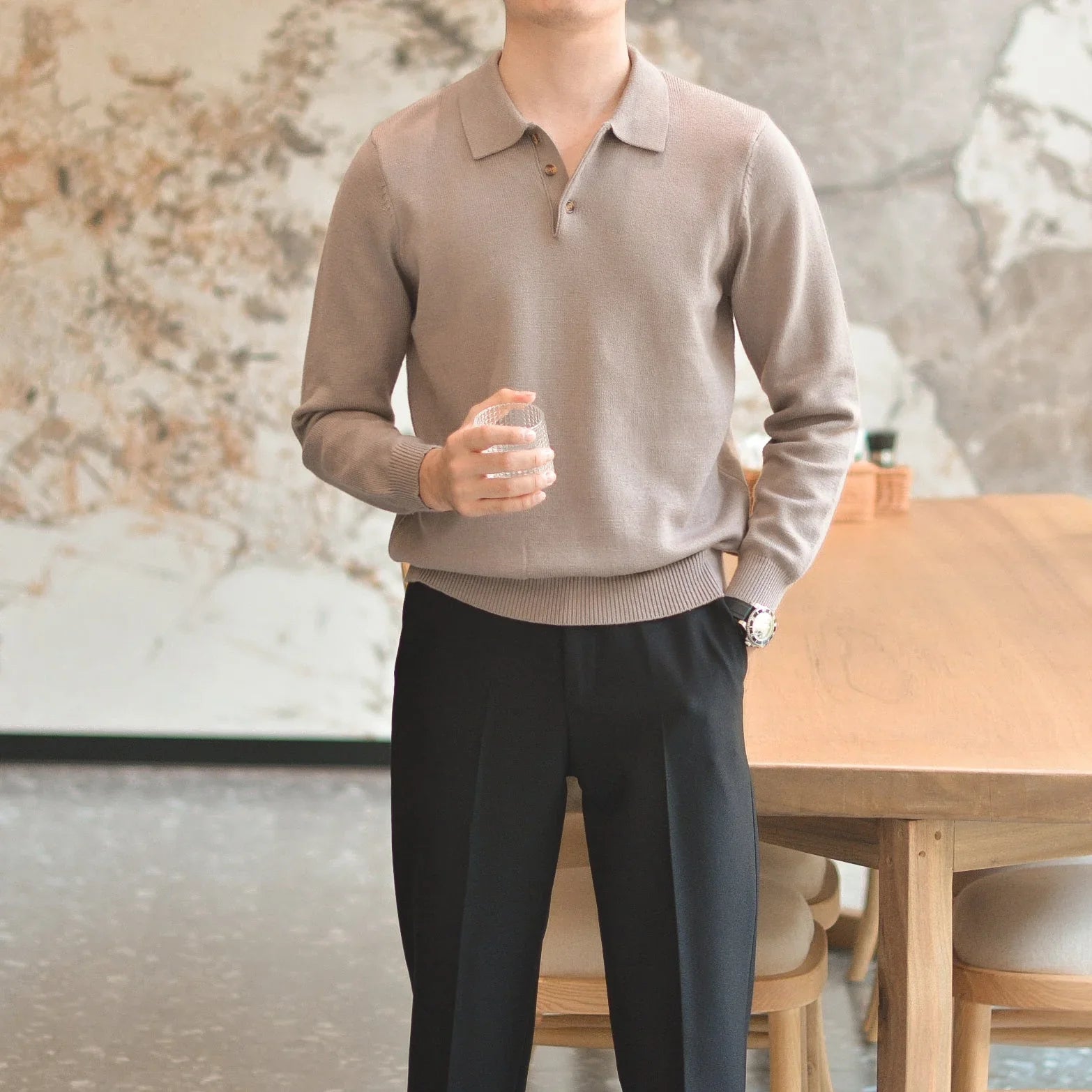 Günlük Uzun Kollu Takım Yelek Polo Gömlek - Martin Milano