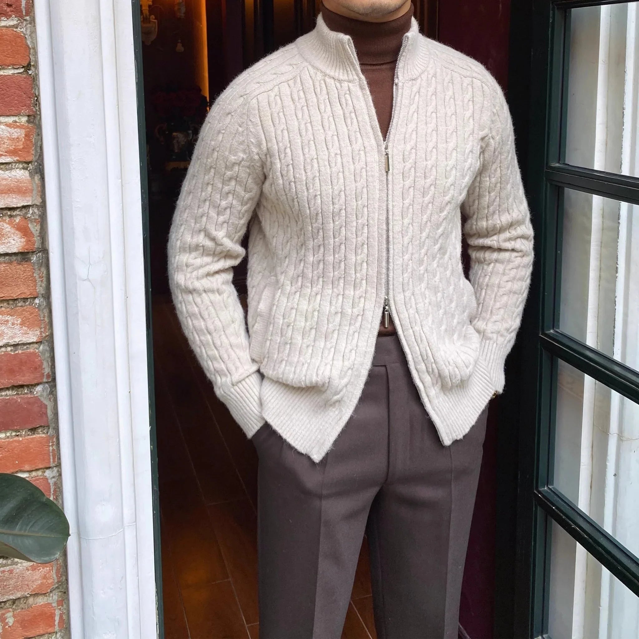 Heritage İplik Örgü Fermuarlı Hırka - Martin Milano